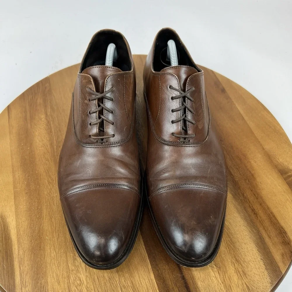 Mens Too Boot‎ New York Brown Burnished Leather Brouge Dress Oxfords Size 11.5 D